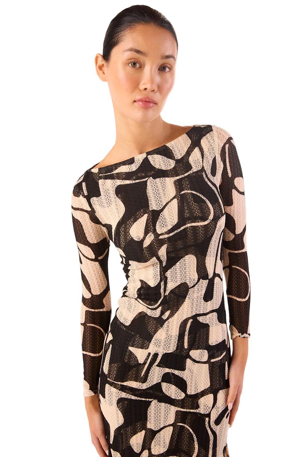 Abstract Marble Knit Midi Dress