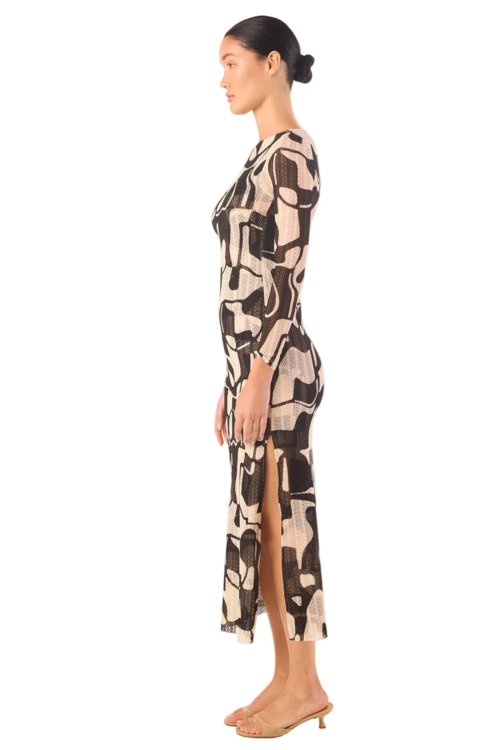 Abstract Marble Knit Midi Dress