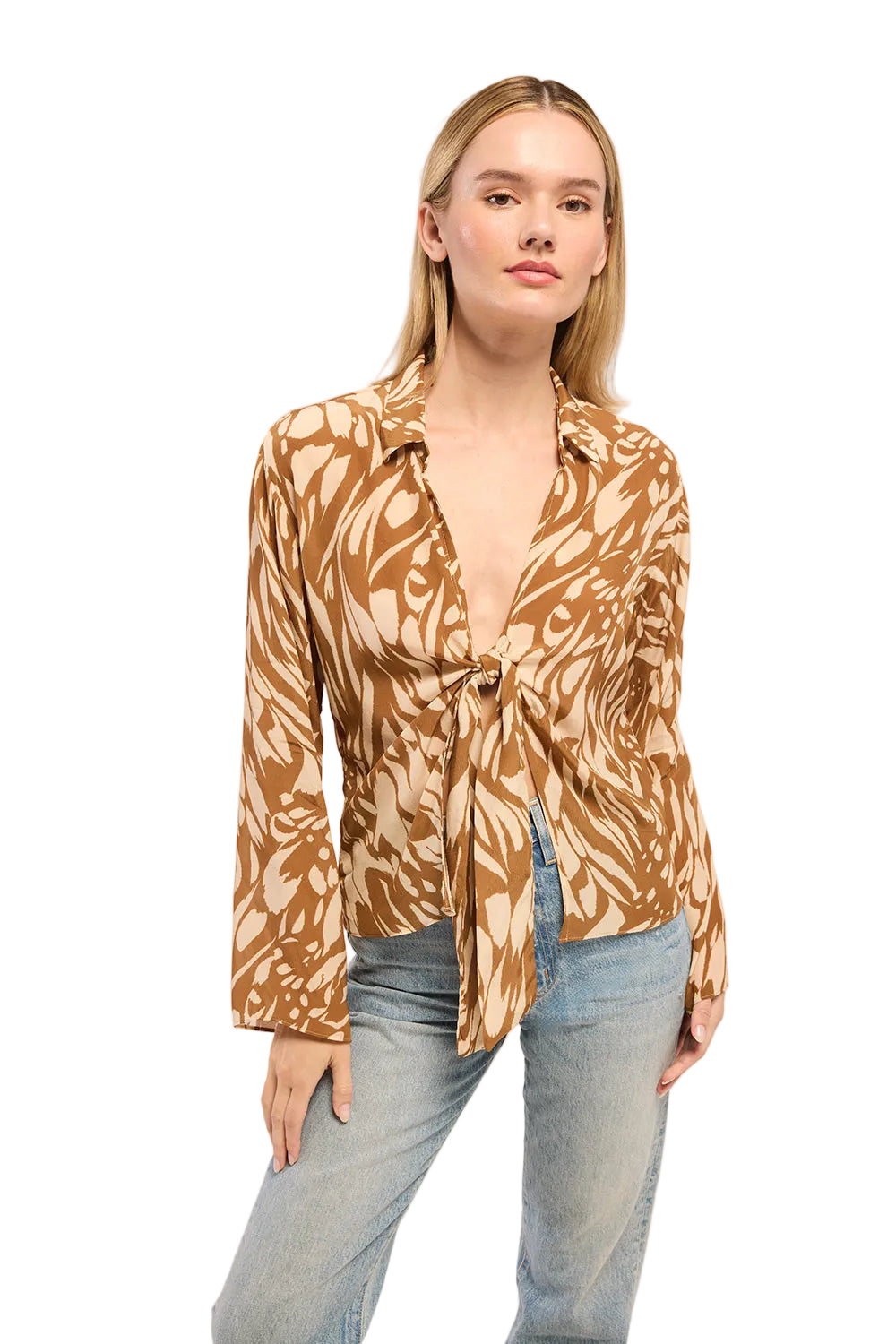 Abstract Tie Front Top