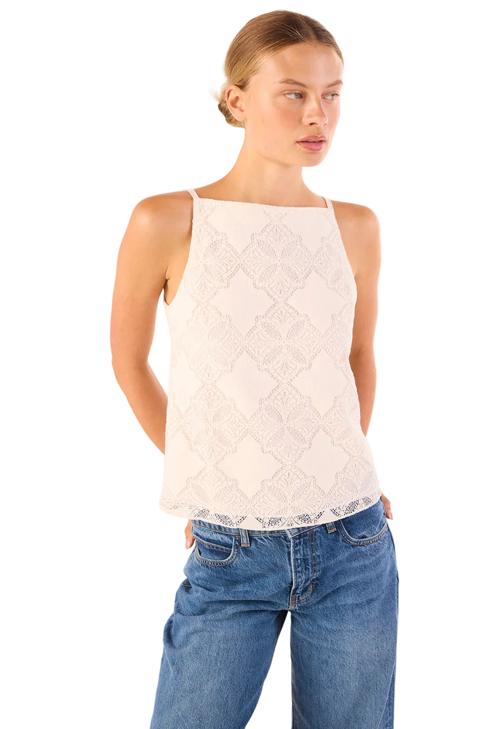 Floral Lace Square Neck Top
