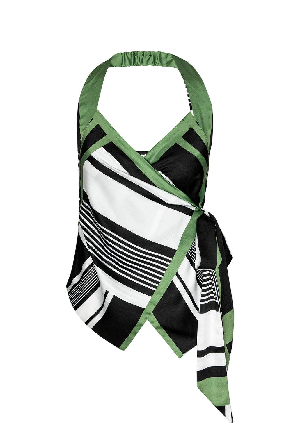 Geo Stripe Satin Halter Top