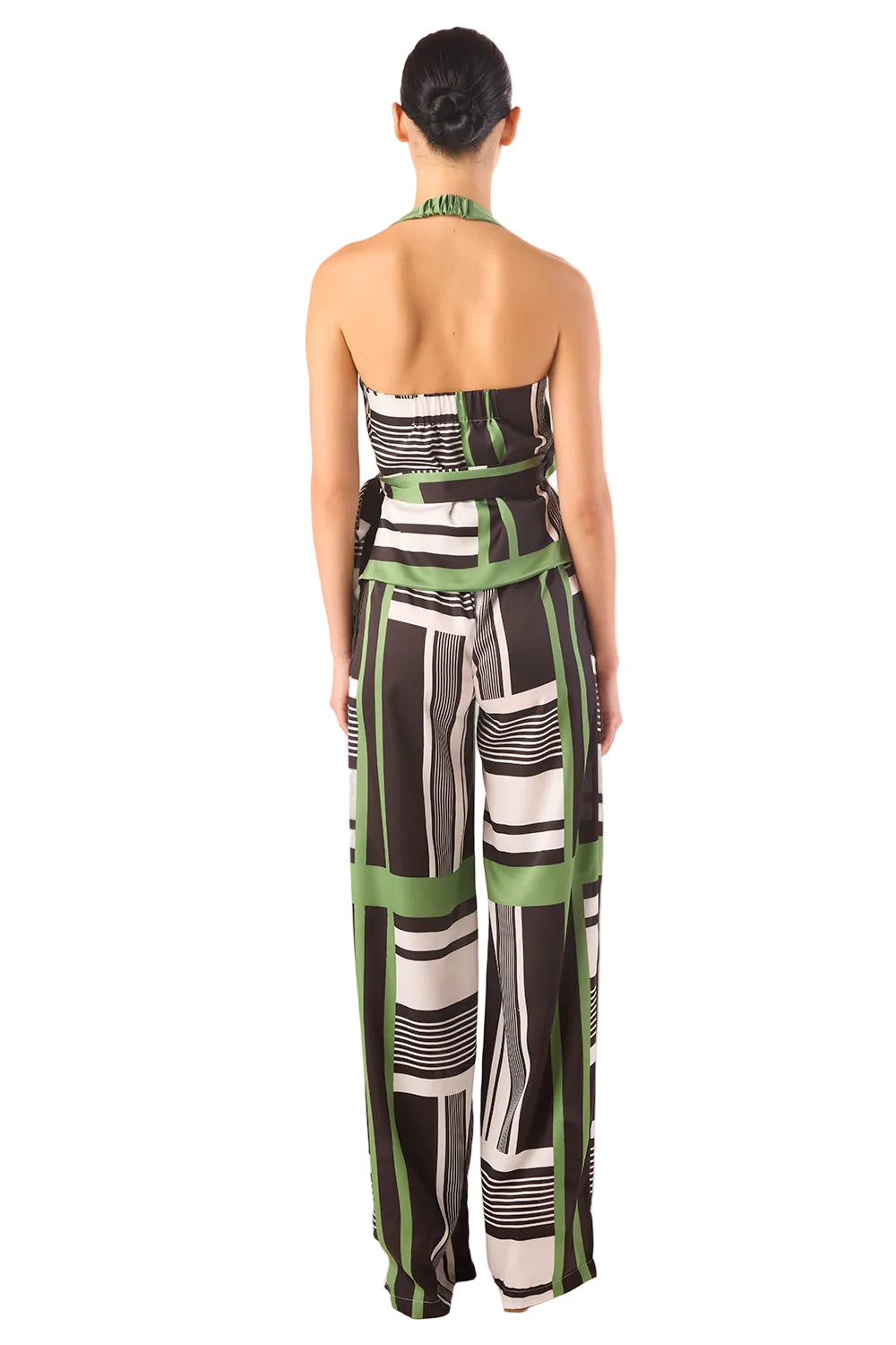 Geo Stripe Satin Halter Top