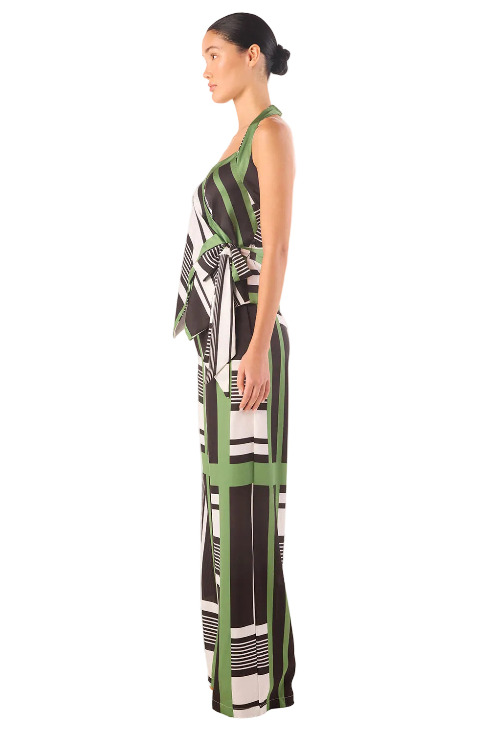 Geo Stripe Satin Halter Top