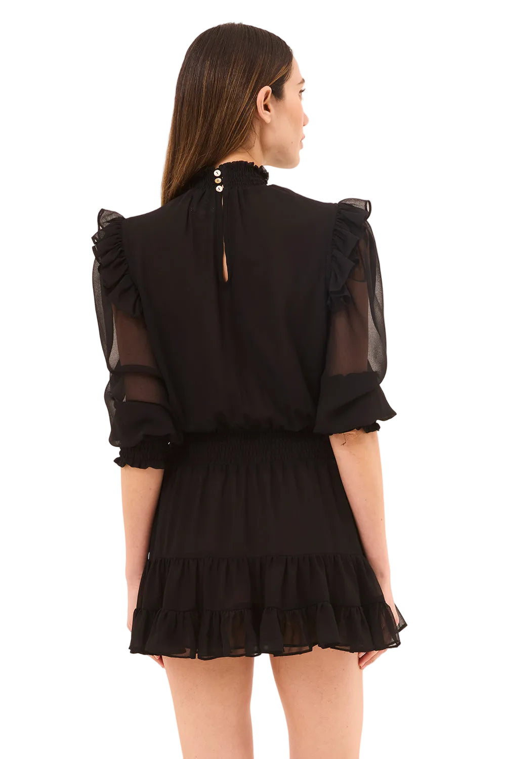 Gianna Black Chiffon Mini Dress