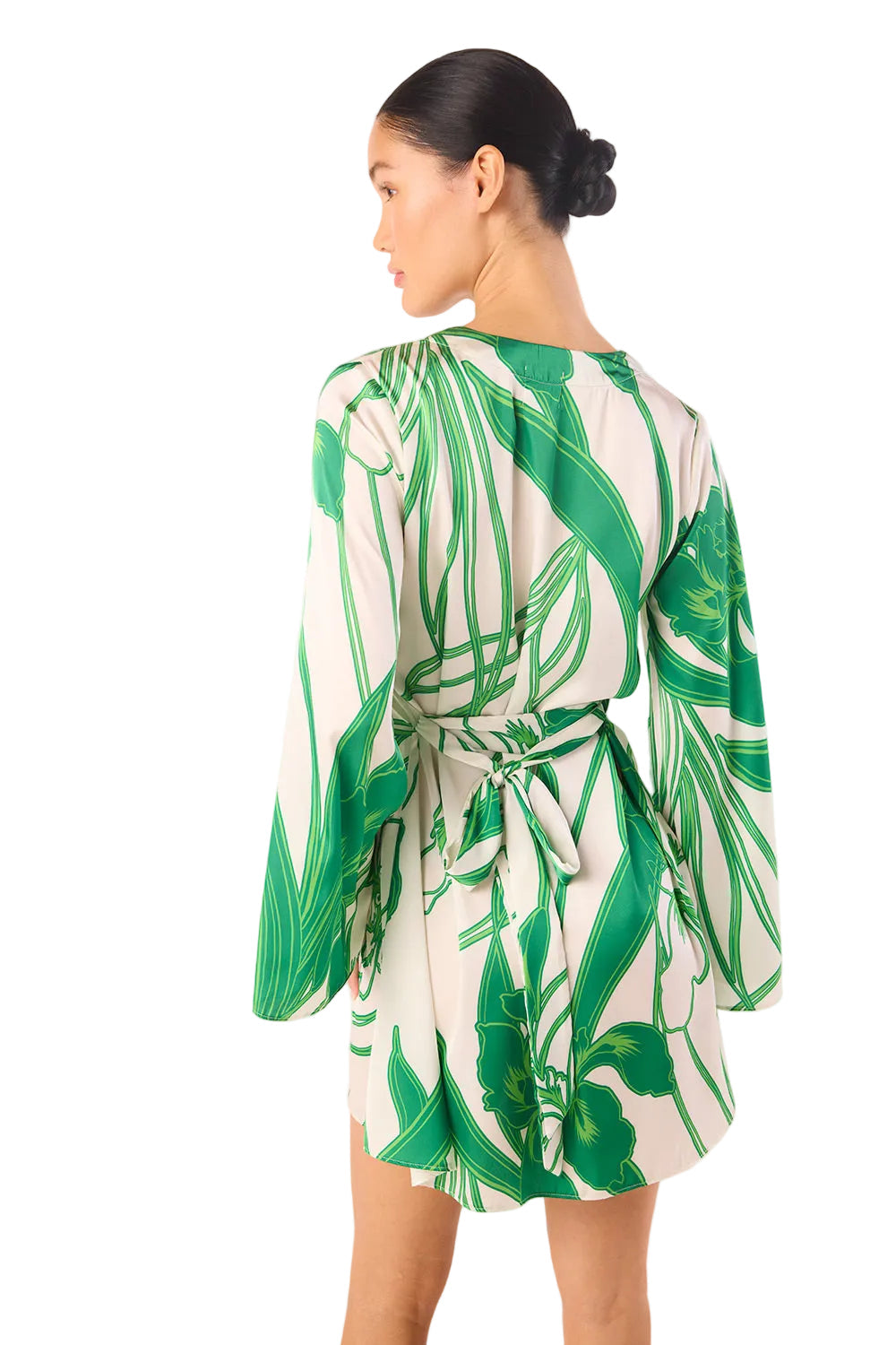 Green Iris Satin Mini Dress