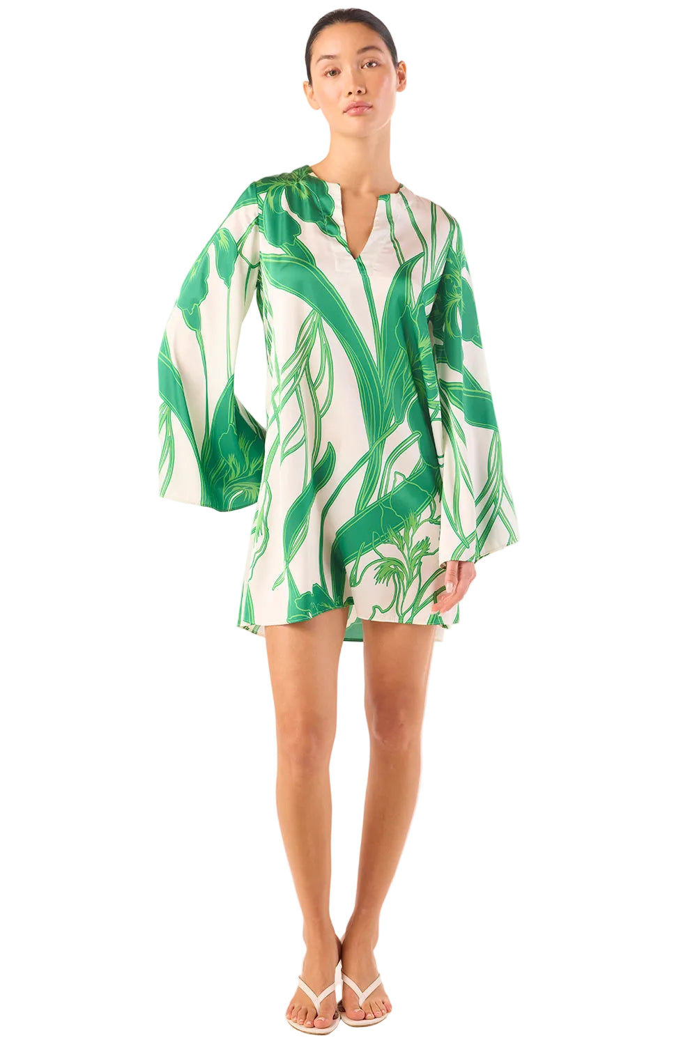 Green Iris Satin Mini Dress