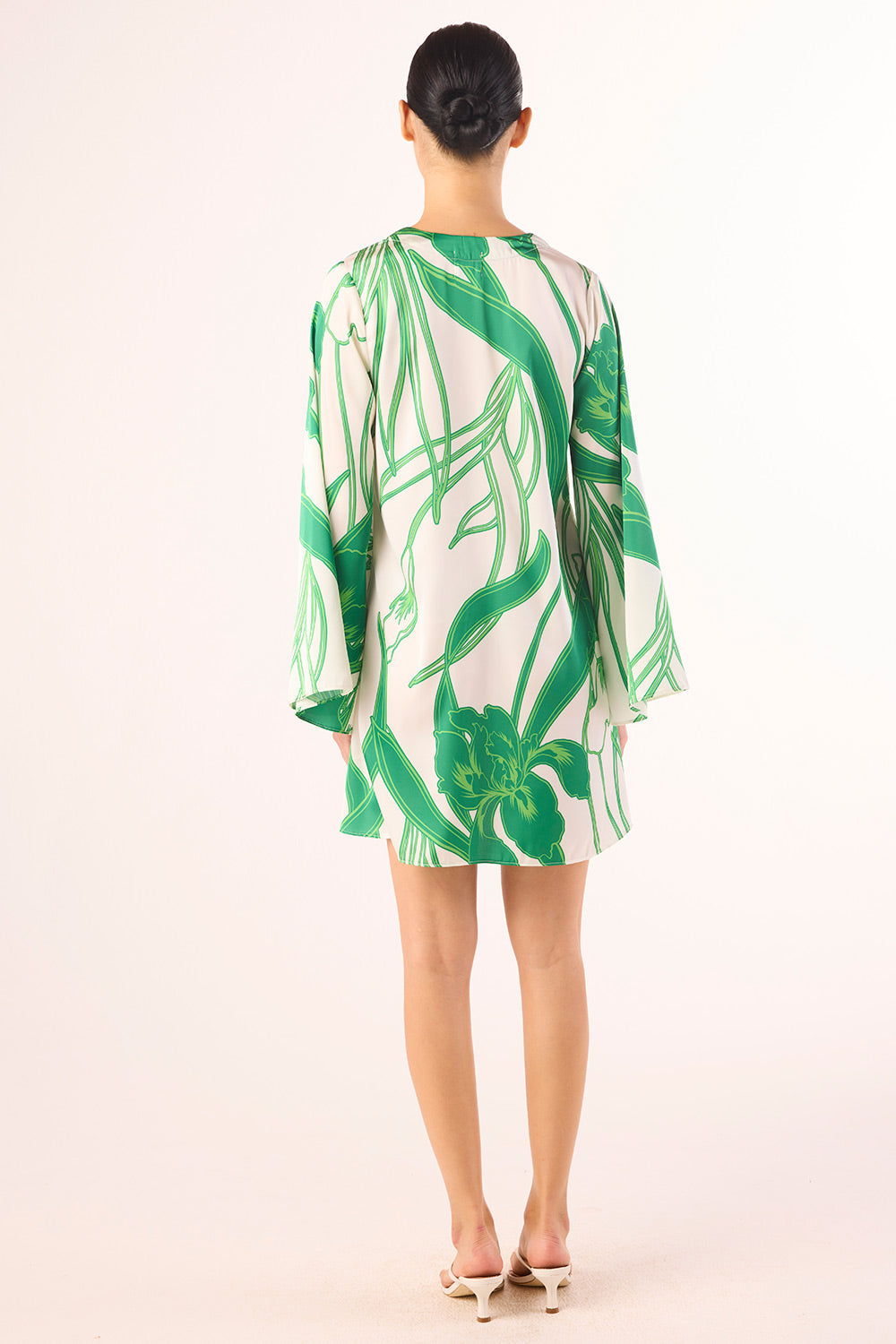 Green Iris Satin Mini Dress