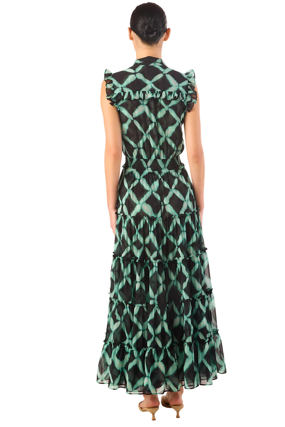 Painted Lattice Chiffon Maxi Dress