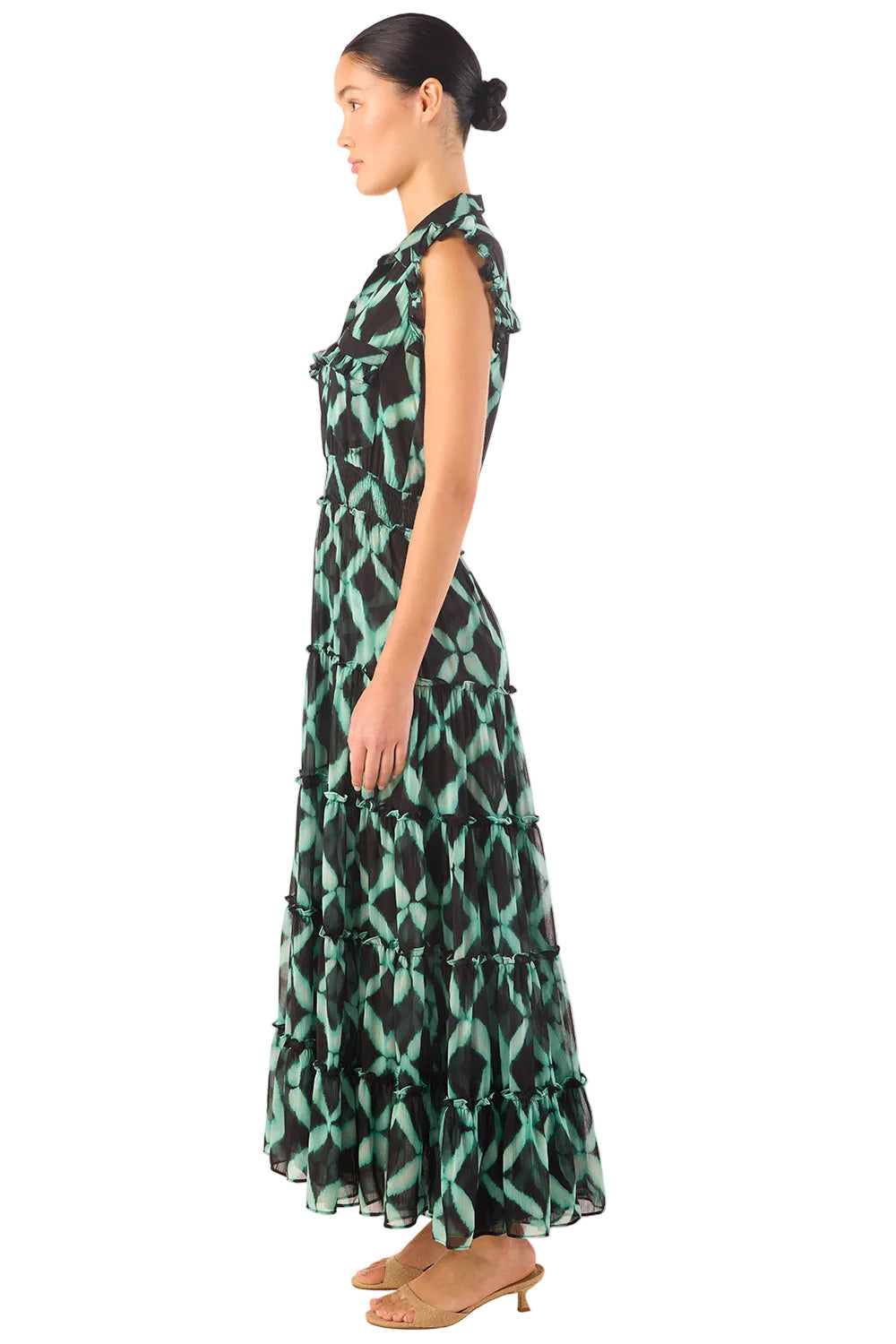 Painted Lattice Chiffon Maxi Dress