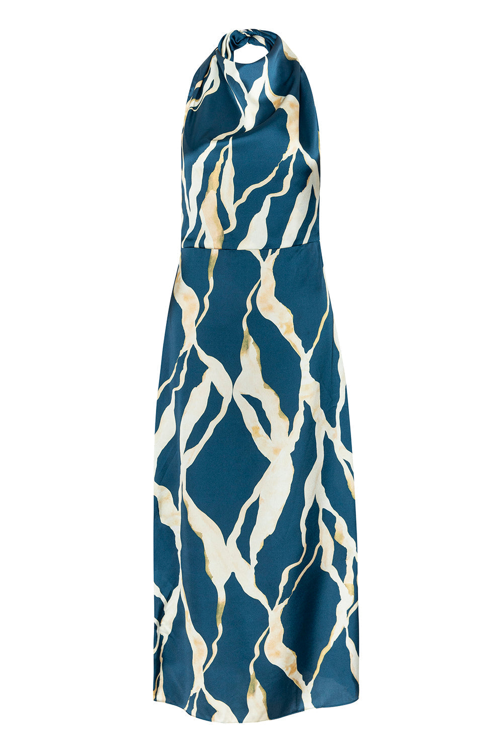 Vertical Abstract Satin Midi Dress
